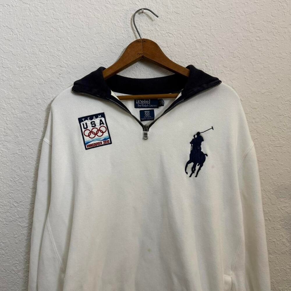 Polo Ralph Lauren Team USA 2010 Olympics Quarter Zip Men's L Sweater Y2K